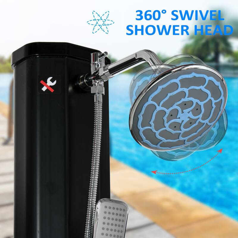 Outsunny 9.2 Gallon Solar Heated Shower with Free-Rotating Rainfall, Handheld Showerhead & Foot Shower, Hot and Cold Adjustment