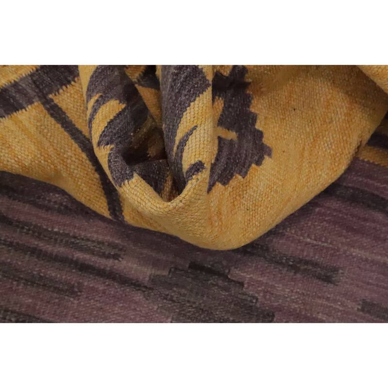 Hand Woven Oriental 100% Wool Carpet Southwestern Tribal Yellow & Gold Kilim Area Rug - 5' 1'' X 3' 3''