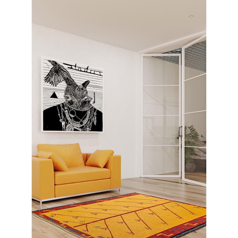 ECARPETGALLERY Flat-Weave Kashkuli Light Orange Wool Tapestry Kilim - 5'0 x 5'11