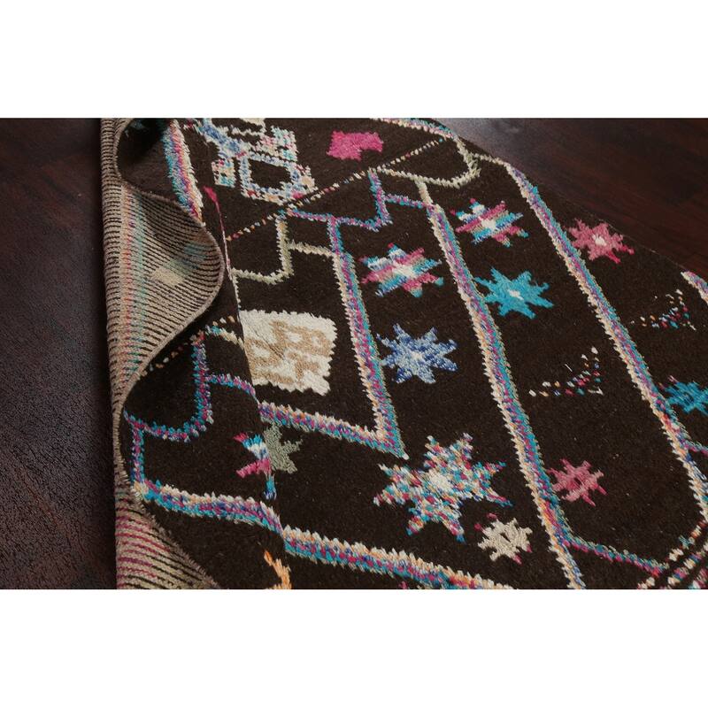 Geometric Tribal Moroccan Area Rug Hand-knotted Oriental Wool Carpet - 5'10" x 9'7"