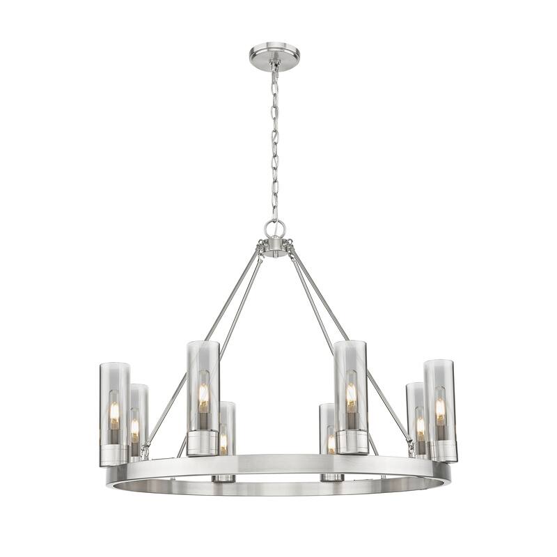 Innovations Lighting Downtown Urban - Boreas - 6 Light 36" Chandelier with 8" Shades - Satin Nickel/Light Smoke