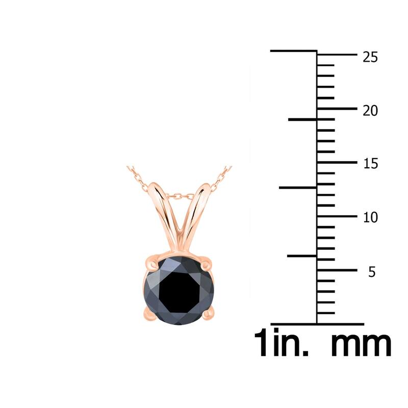 Marquee 1 Carat Round Black Diamond Solitaire Pendant in 14K Rose Gold