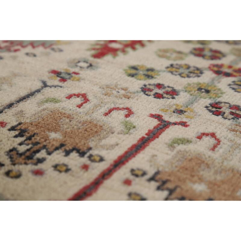 Hand Knotted Oriental 100% Wool Carpet Traditional All-Over Beige & Ivories Ziegler Area Rug - 6' 7'' X 5' 0''