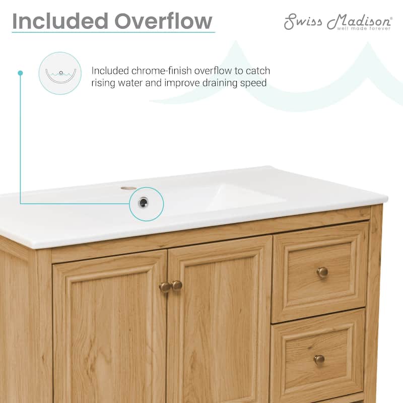 Chateau 36" Bathroom Vanity In Natural Oak