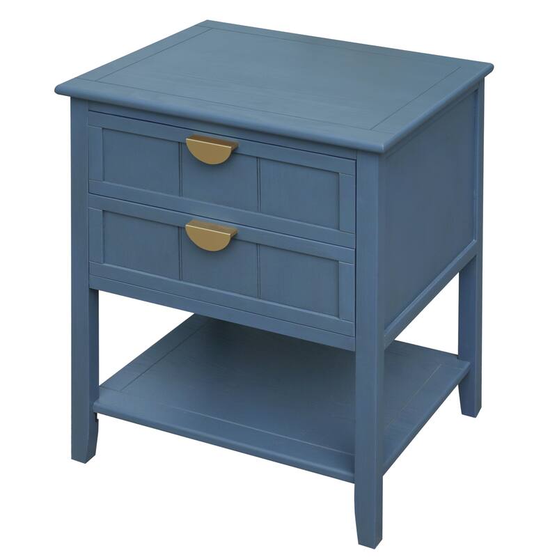 Modern 2 Drawer Side Table Nightstand, American Style, End Table, Suitable for Bedroom, Living Room and Study