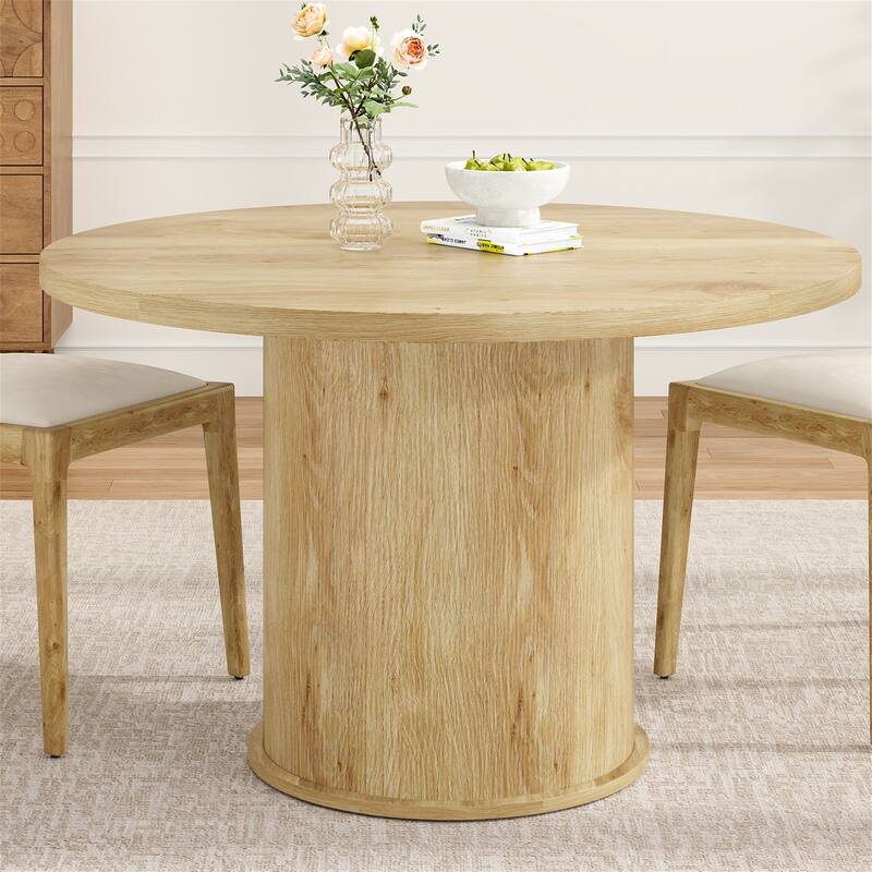 43-Inch Round Wood Kitchen Table for 4 People - Natural