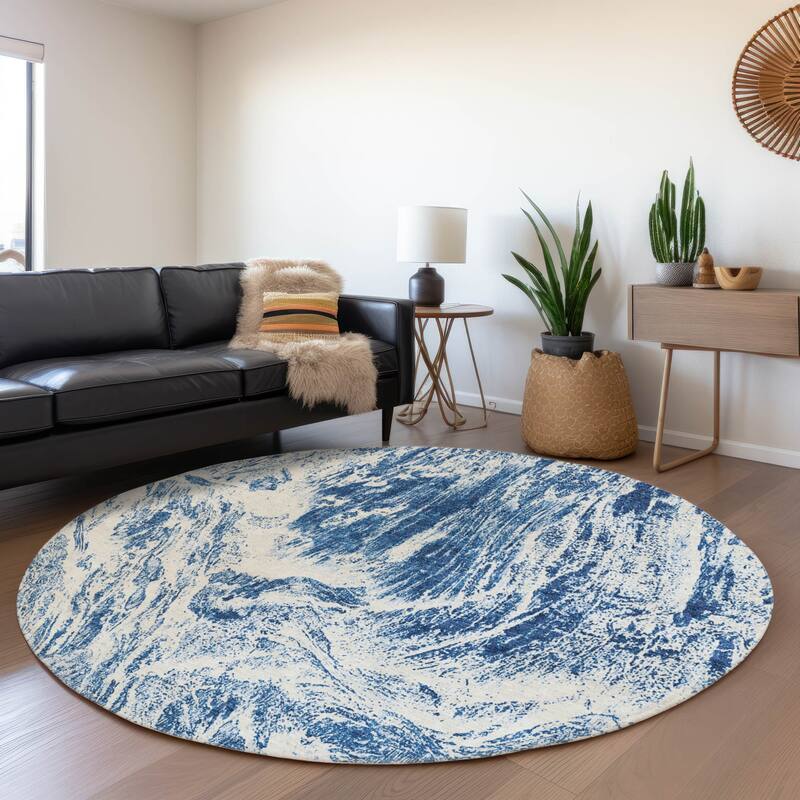 Machine Washable Indoor/ Outdoor Modern Abstract Chantille Rug