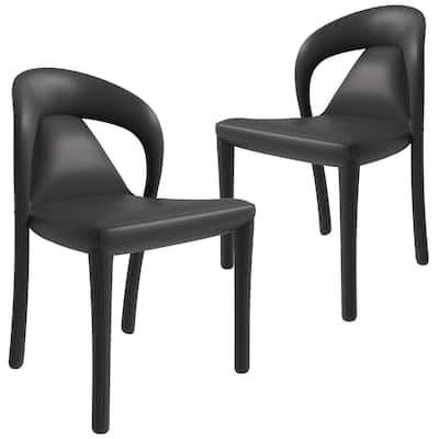 Leather Dining Chairs with Metal Legs Open-Back Design Solace Series Set of 2