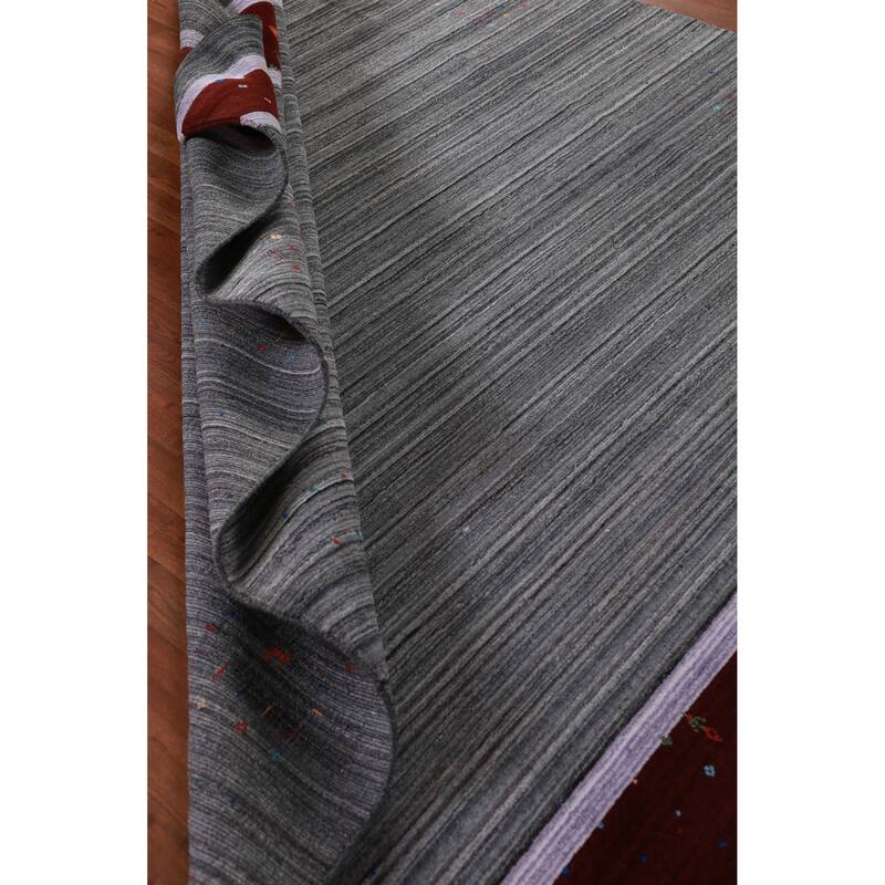 Hand Knotted Oriental 100% Wool Carpet Tribal Tribal Greys & Charcoal Gabbeh Area Rug - 10' 1'' X 8' 3''
