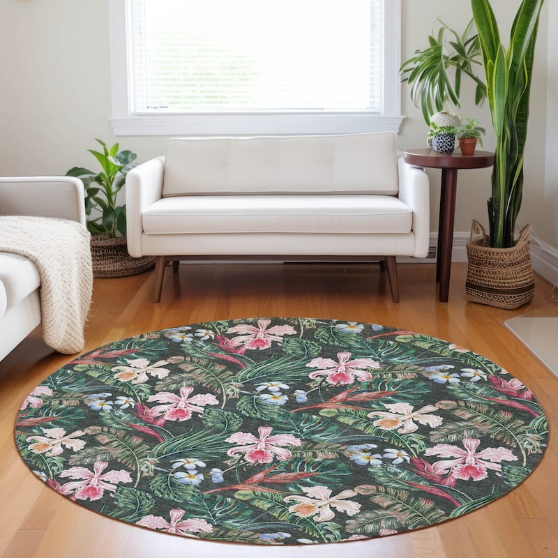 Premium Washable Super Soft Tropical Garden Mayfield Rug - Multi - 8' x 8' - Round