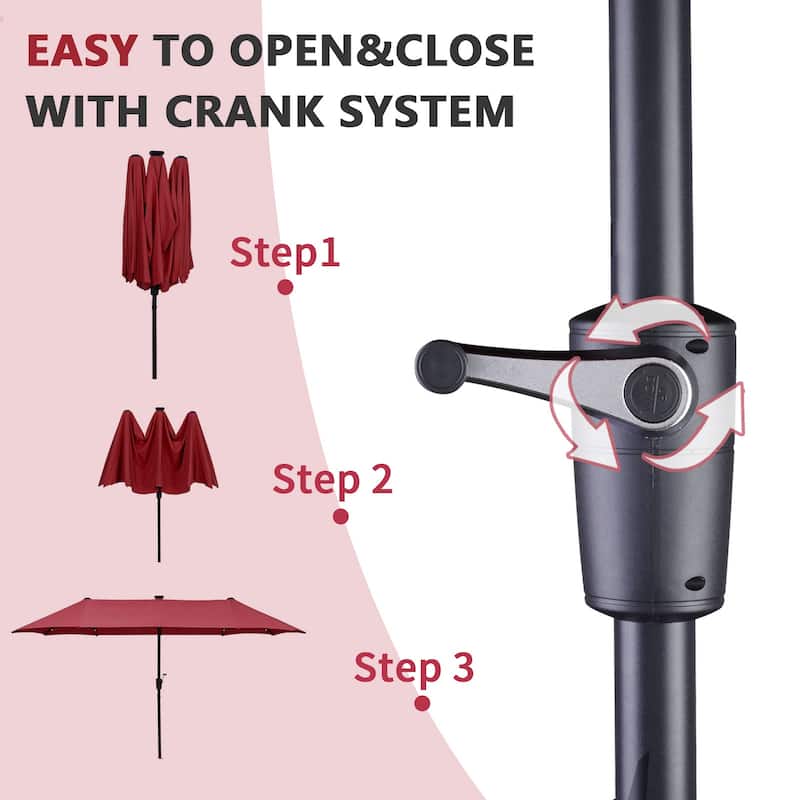 Autlaycil 13 ft Patio Umbrella with Crank Outdoor Umbrella with Base