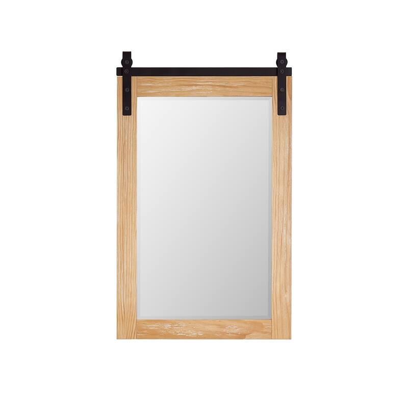 Cortes 24" Bathroom Vanity Barndoor Wall Mirror in Pine
