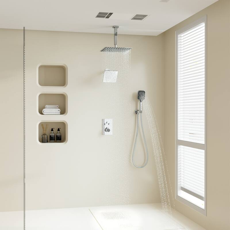 Celling 12 Inch Rainfall Shower Head 3 Function Thermostatic Shower System