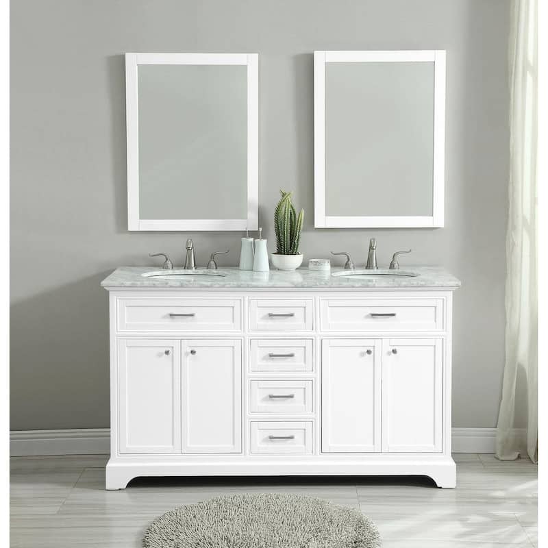 Elegant Lighting VF15060DWH Americana 60" Free Standing Double Basin