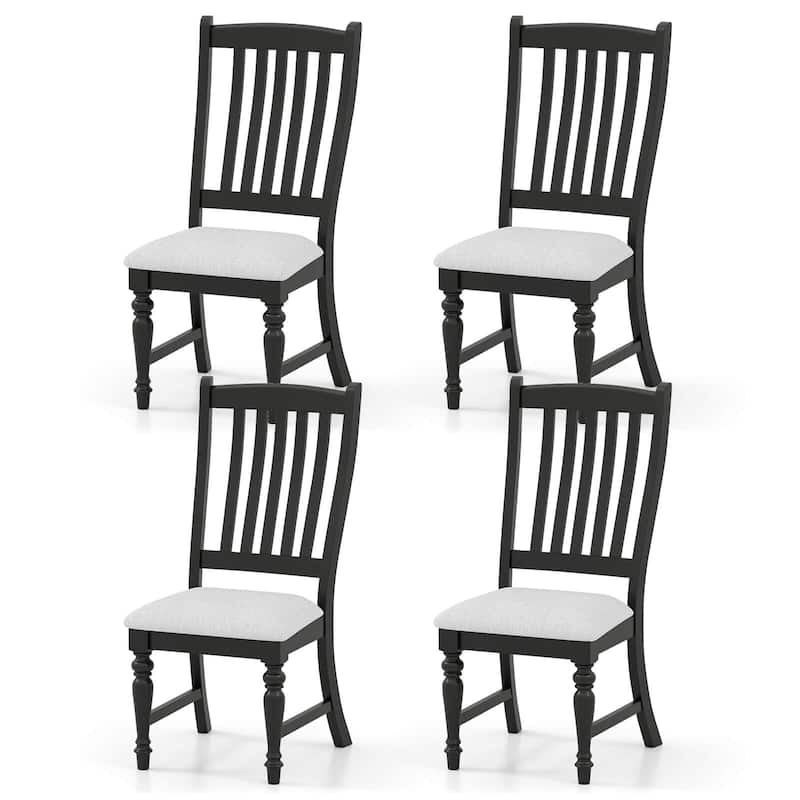 Costway Set of 2/4 Dining Chairs with Solid Wood Legs & Padded Seat - See Details - Black-4 PCS