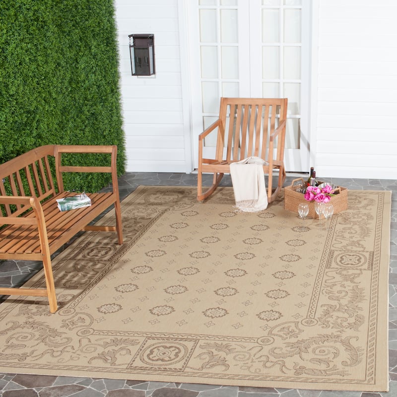 SAFAVIEH Courtyard Beverley Indoor/ Outdoor Waterproof Patio Backyard Rug - 8' x 11' - Natural/Brown