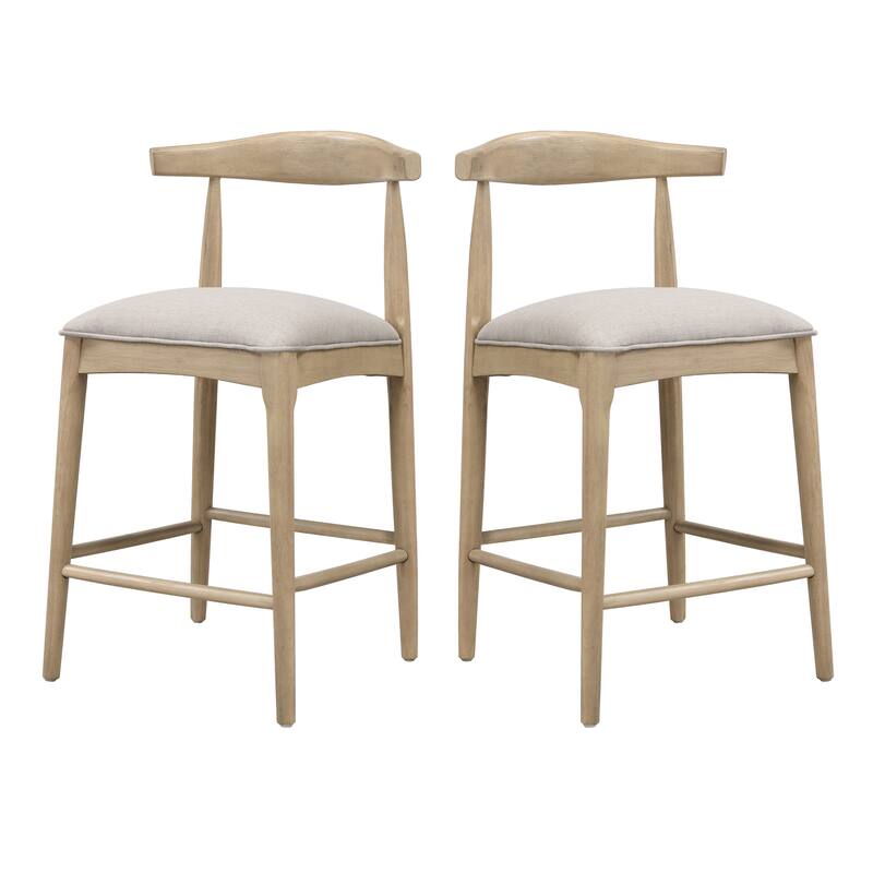 Counter Stool In Pebble Fabric (Set of 2) - Grey