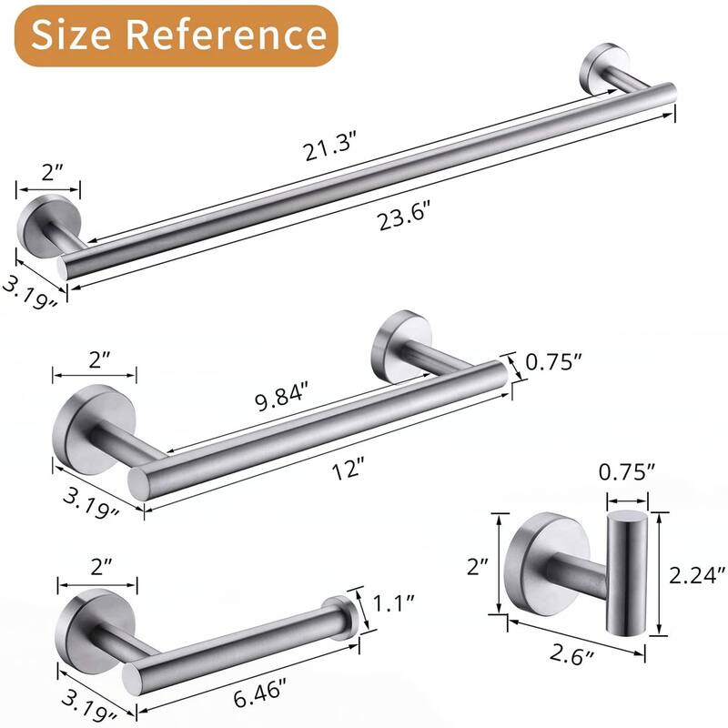 4-Pieces Brushed Nickle Bathroom Accessories Set