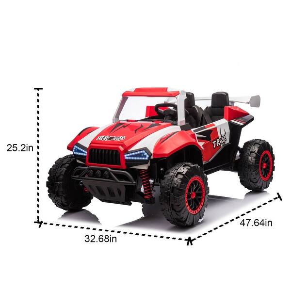 dimension image slide 2 of 5, Two-Seater Kids Ride-On Electric Police Car 24V with 2.4G Remote Control, Music, and Safety Features