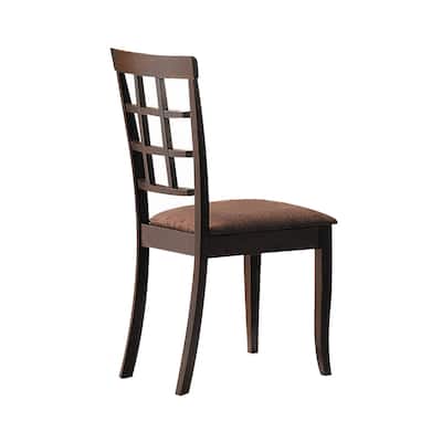 Set of 2 Side Chairs in Espresso and Dark Brown Microfiber