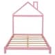 preview thumbnail 3 of 8, Pink Full Size Full Size House Bed with Trundle and Roof for Children