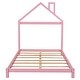 preview thumbnail 3 of 8, Pink Full Size Wood Platform Bed with House-shaped Headboard for Kids, Boys and Girls