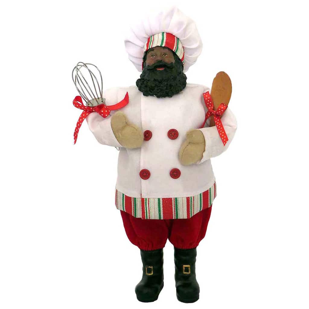 12" Black Baker Santa - White