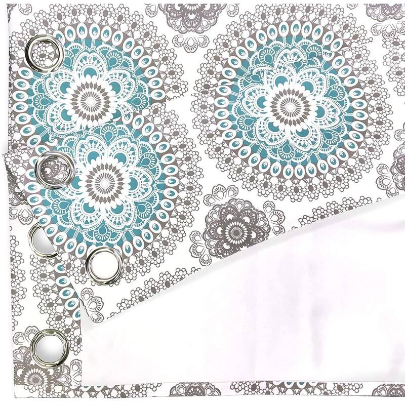 DriftAway Bella Medallion Printed Room Darkening Grommet Window Curtain Panel Pair