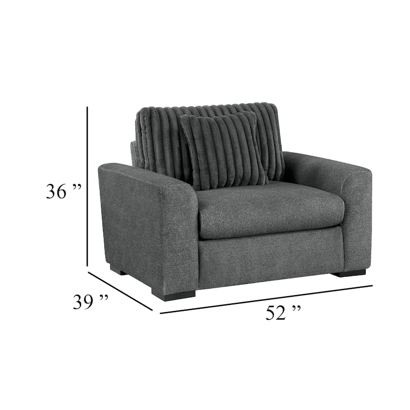 Zian Armchair w Pillow, Foam Cushions, Dark Gray Microfiber and Corduroy
