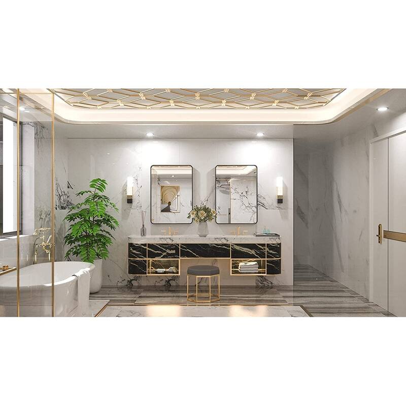 TETOTE Modern Metal Frame Wall Mounted Hanging Bathroom Vanity Mirror