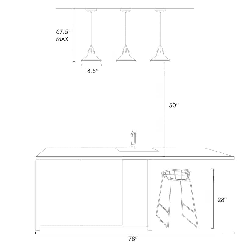 1-Light Modern Elegant White Gold Metal Kitchen Island Light Height-Adjustable Pendant Light for Dining Room - D8.7" x H7.1"