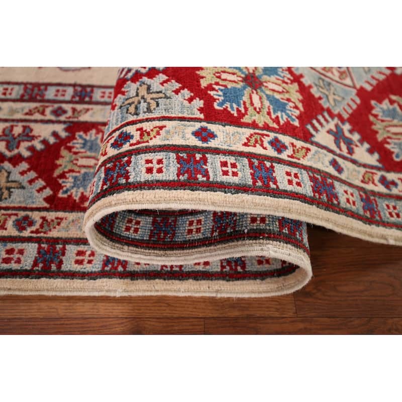 Geometric Kazak Oriental Area Rug Handmade Bedroom Wool Carpet - 4'11" x 6'4"