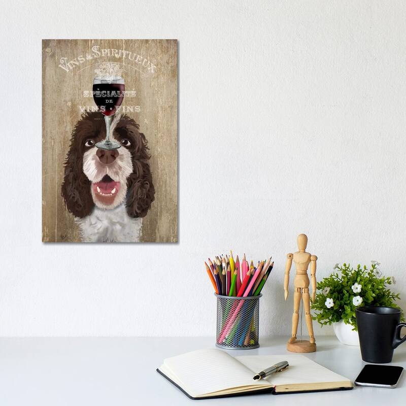 iCanvas "Dog Au Vin, Springer Spaniel" by Fab Funky Canvas Print - 12x8x0.75