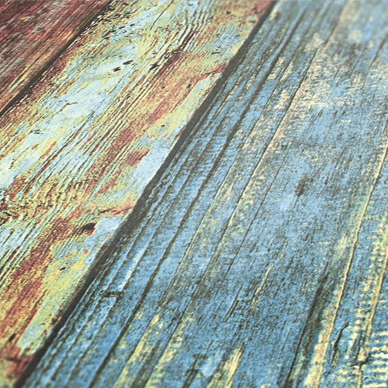 Galerie Wallcoverings Woods and Wicker Collection Colorful Broad Wood Stripe Matte Vinyl on Non-woven Wallpaper Roll