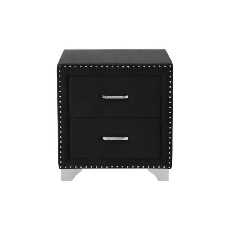 2 Drawers Velvet Nightstand with Metal Handles