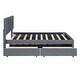 preview thumbnail 21 of 30, Linen Fabric Platform Bed with Brick Pattern Headboard, with Twin Trundle and 2 Drawers, Full Size
