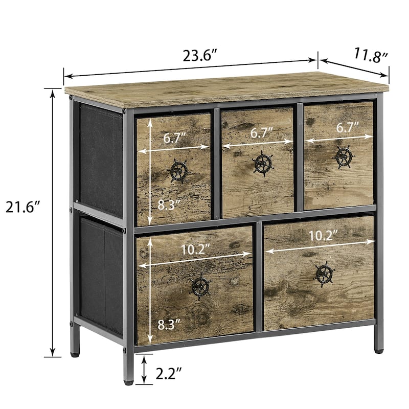 5-Drawer Storage Chest For Bedroom,Home Storage Organizer,Grey