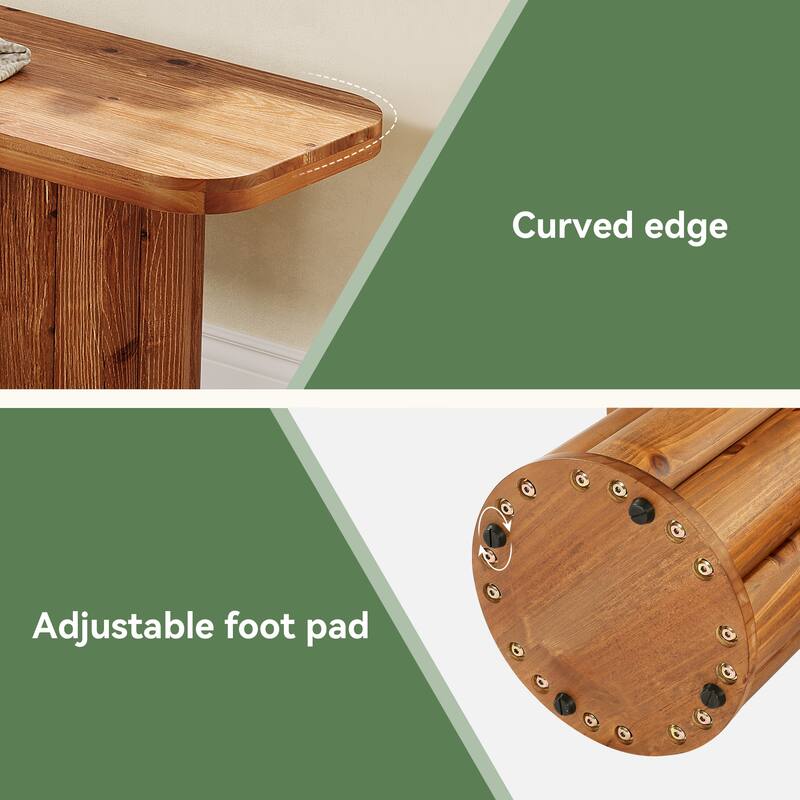 63" Solid Wood Entryway Bench, Extra Long Accent Bench Seat for End of Bed Dining Room Living Room Foyer Bedroom