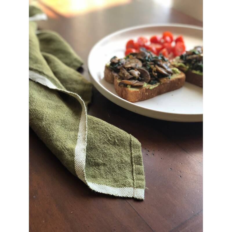 Caravan Chunky Linen Napkins - Set of 4 - Forest Green