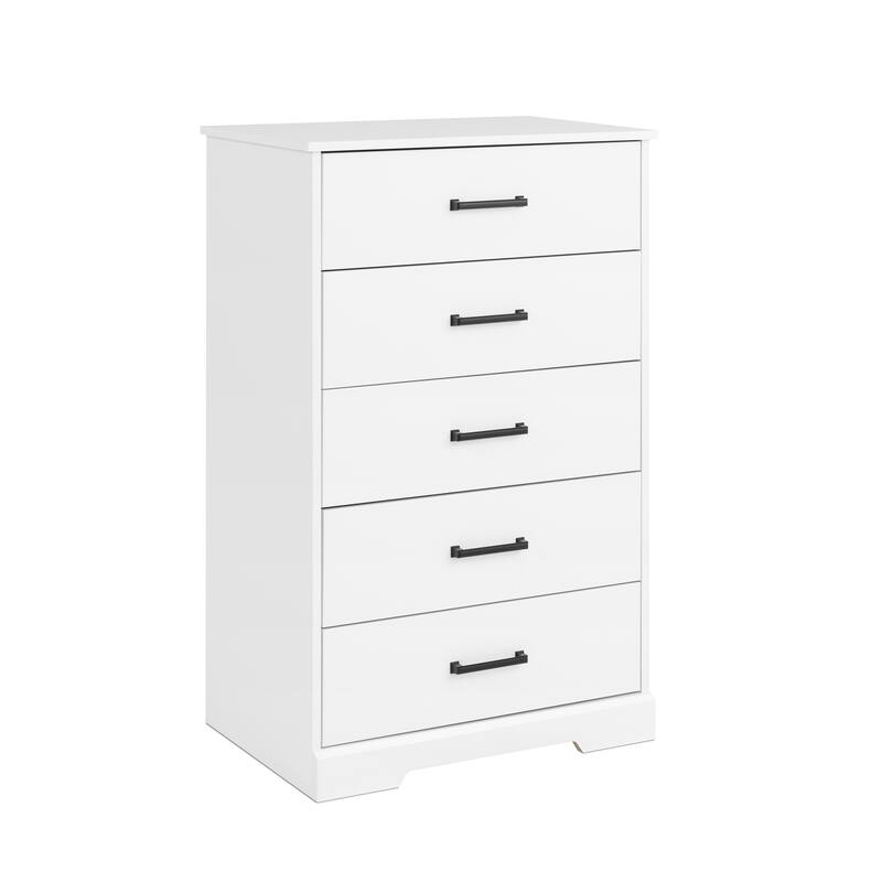 Prepac Rustic Ridge Farmhouse Chest, Wooden Bedroom Dresser with 5 Storage Drawers - White