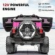 preview thumbnail 4 of 3, 2 Seater Ride-On Truck, 12V Battery Powered, with Spring Suspension, Decorative Spare Tire, USB, Music, Pink