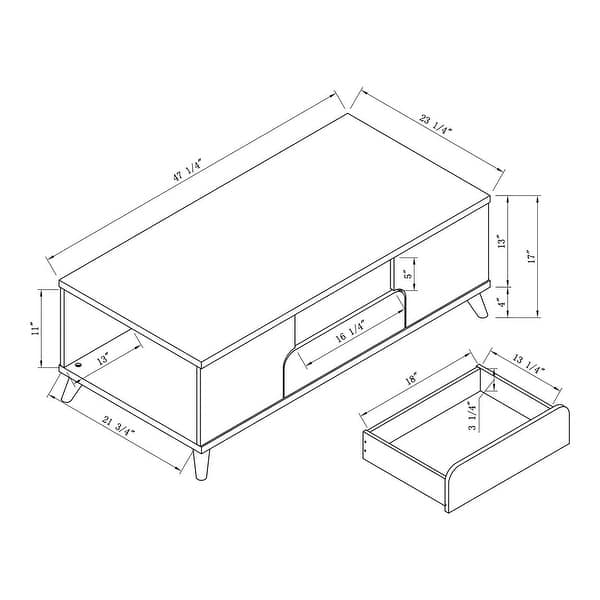 Mankx Mid-Century Modern White 47-inch 3-Shelf Coffee Table by Furniture of America
