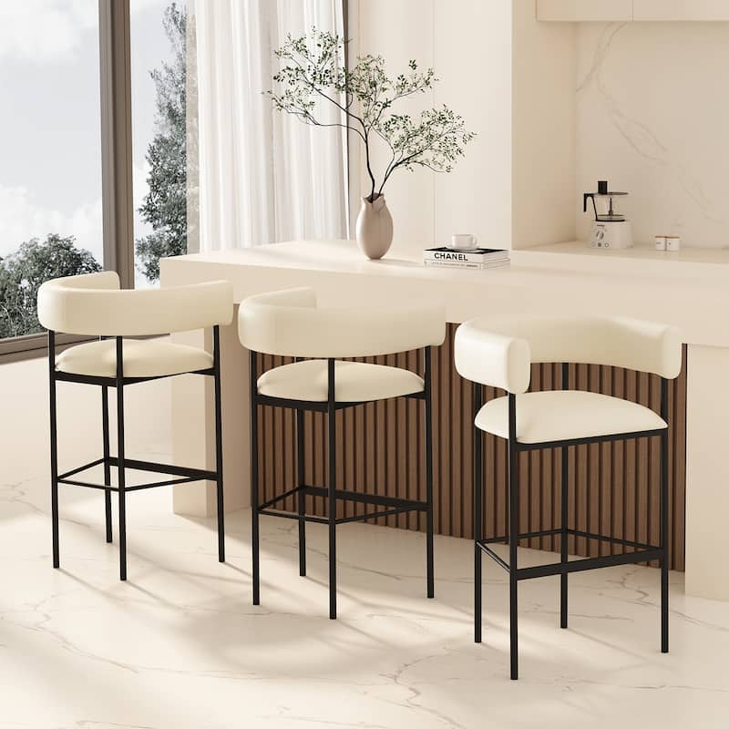 Onda Vegan Leather Metal Upholstered Barstool