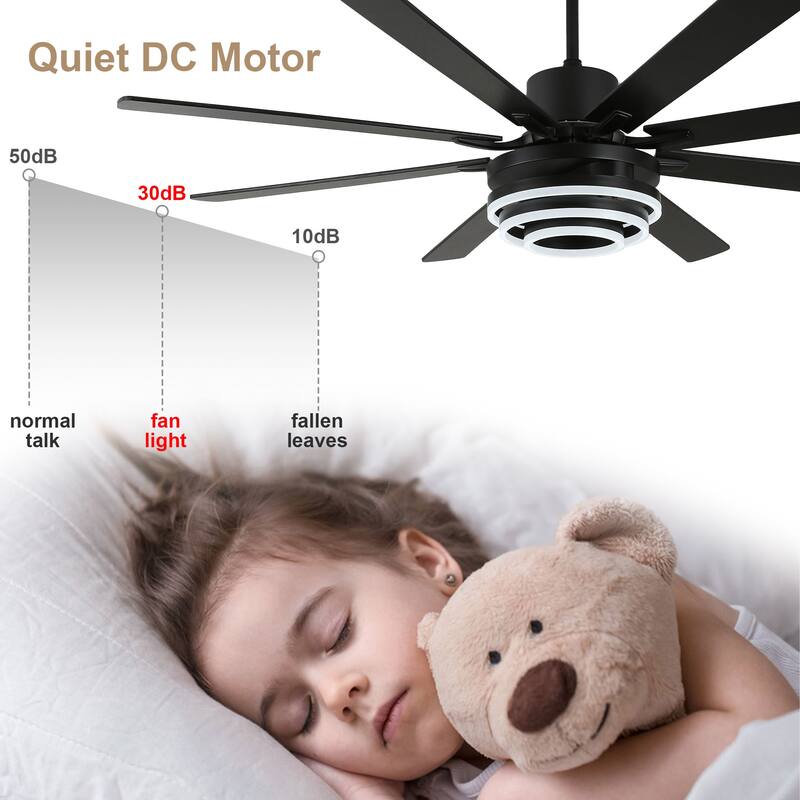Bella Depot 72" Gold Large Ceiling Fan with Light and Remote