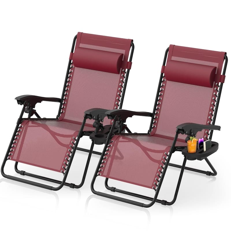Zero Gravity Chairs Set of 2, Zero Gravity Lounge Chair, Reclining Patio Chairs Folding Recliner for Indoor and Outdoor