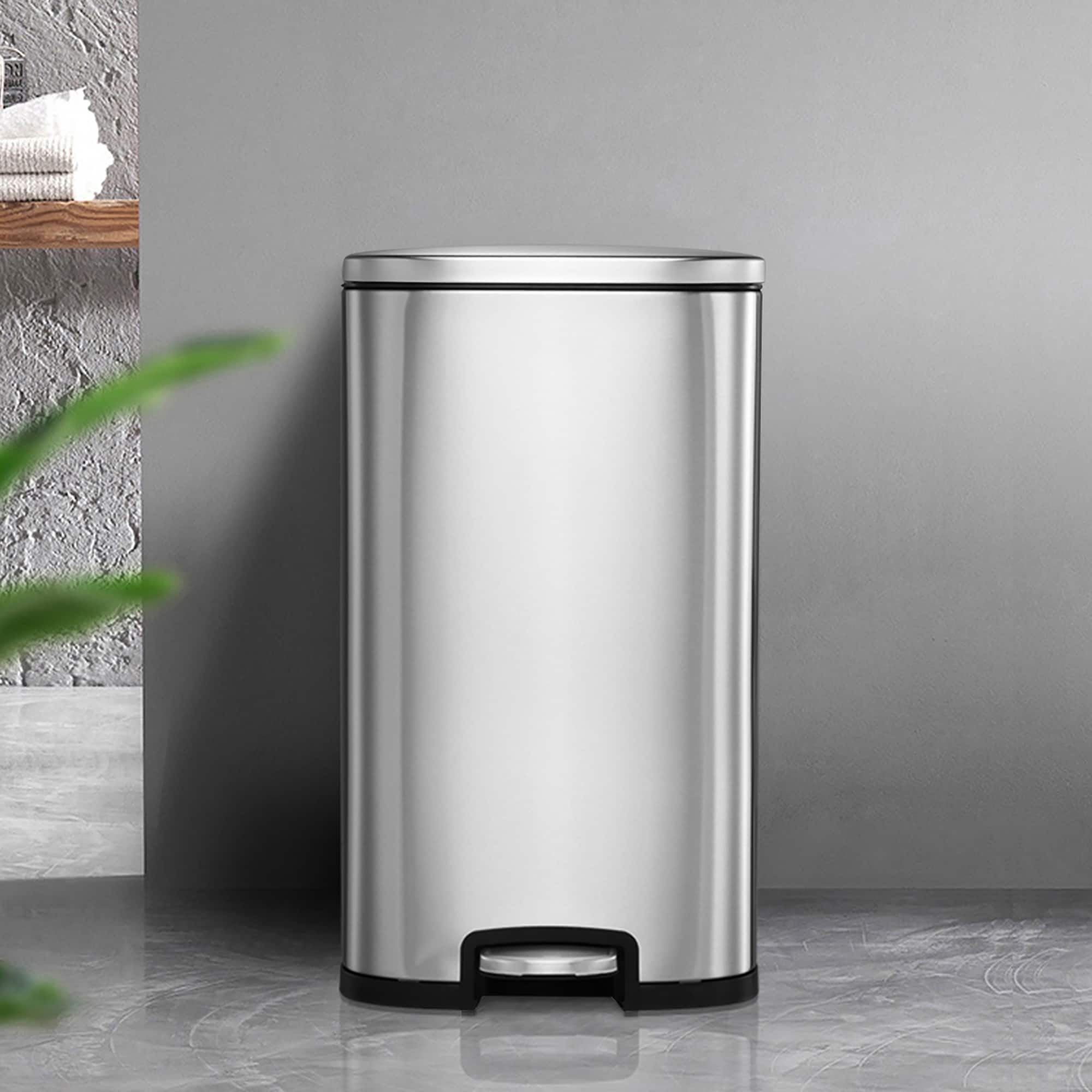 13 Gallon Automatic Trash Can for Kitchen Black Steel Touchless Motion Sensor Bin Soft Close Lid 50L LED Timer Slim Design
