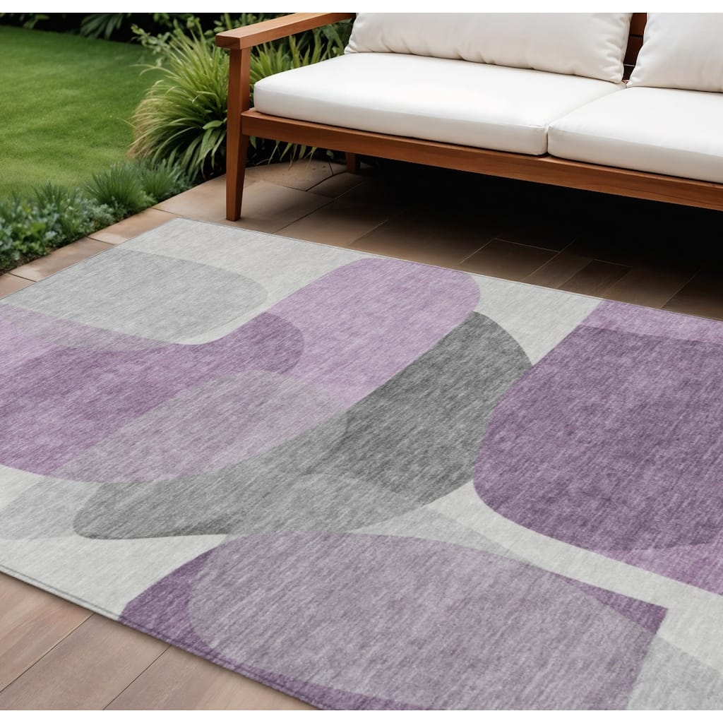 HomeRoots Abstract Transitional Rectangle Outdoor Rug