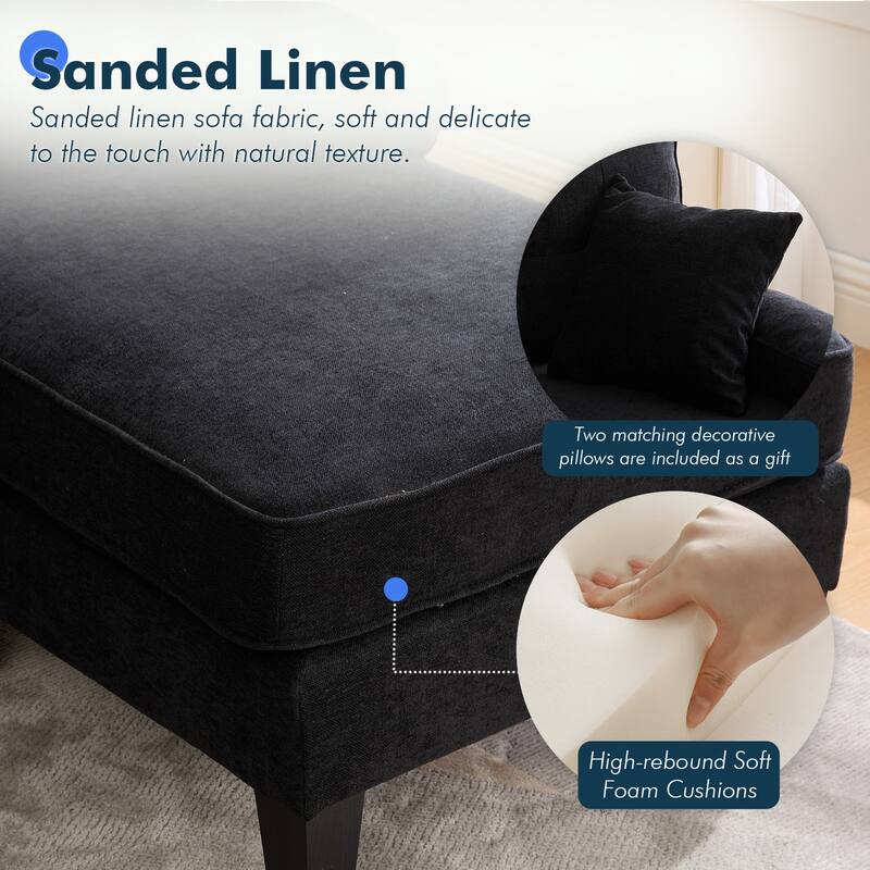 HOMEFUN Linen Upholstered U-Shaped 4-seater Tufted Wood Frame Sectional Sofa with Side Pocket