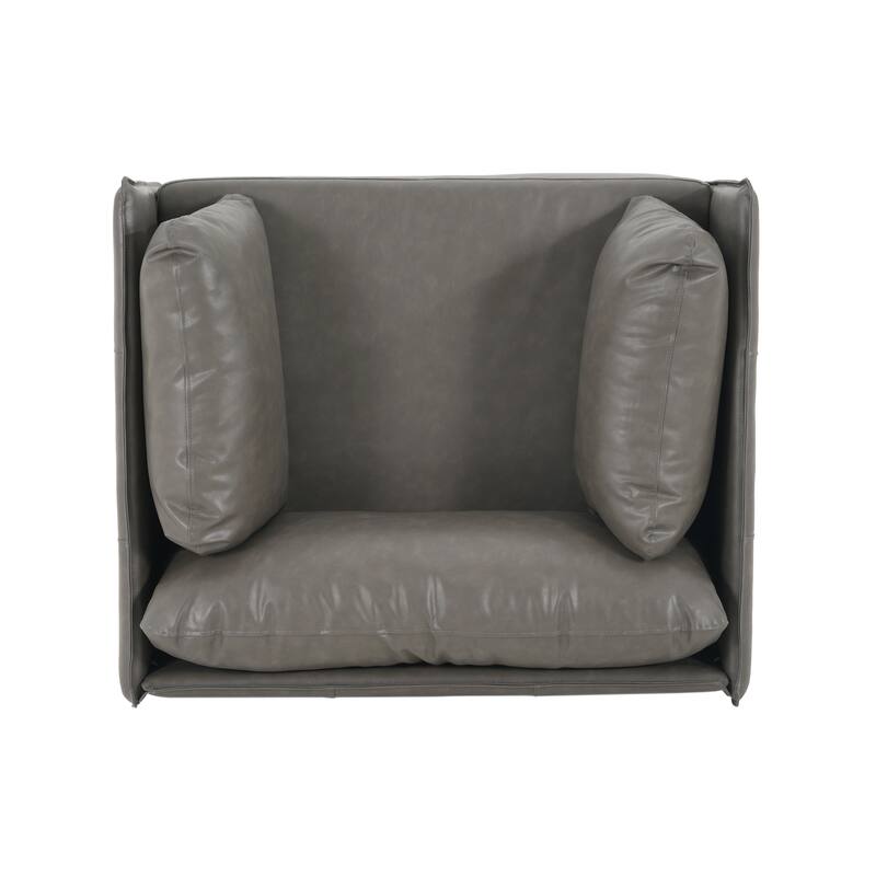 Faux Leather Upholstered Club Chair Reading Chair with Metal Legs