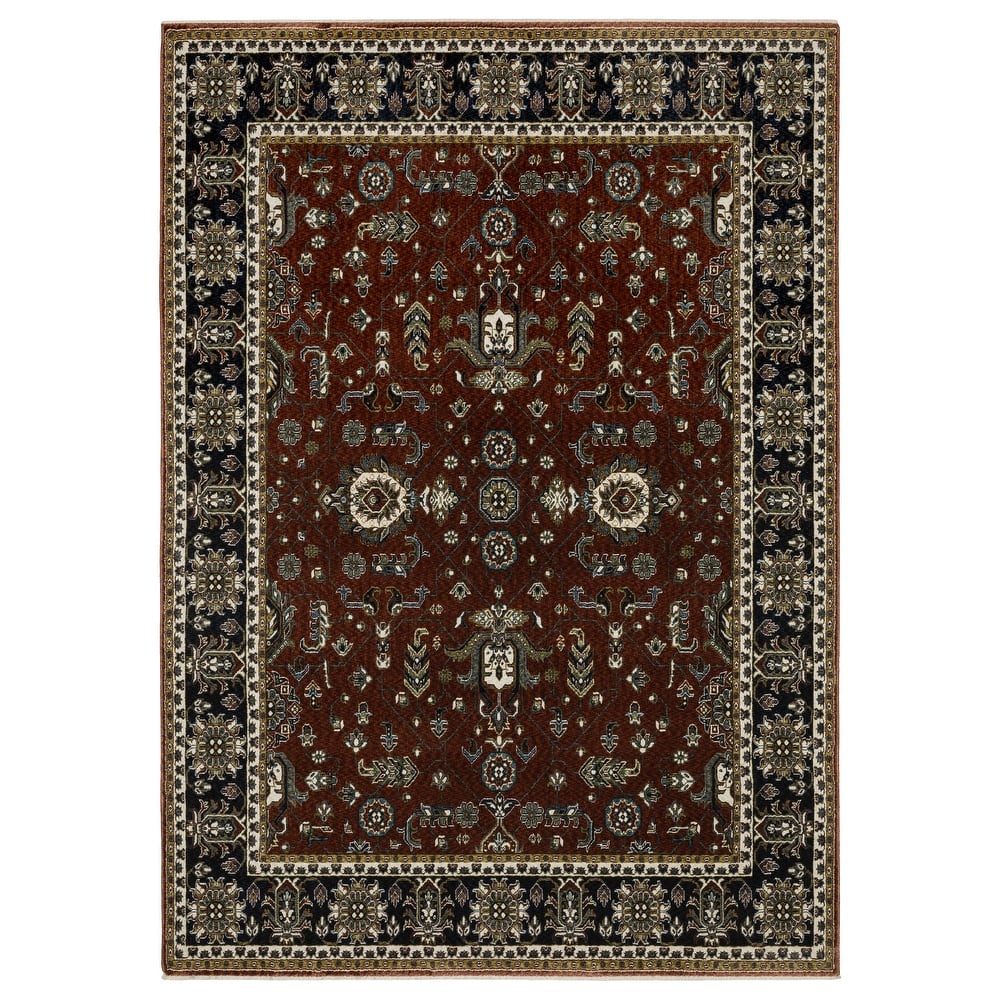 Style Haven Victoria Vintage Traditions Navy/ Rust Area Rug